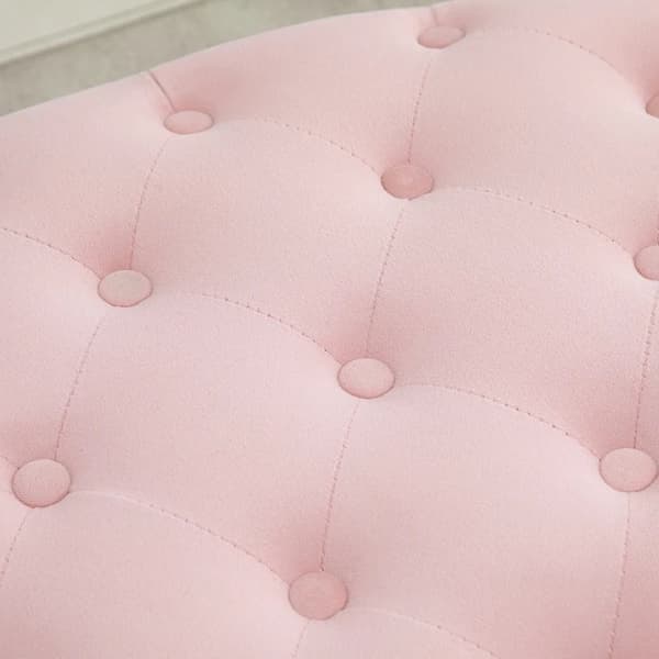Rootz Bänk - Klädd bänk med förvaringsutrymme - Bröstbänk - Oval form - Hall - Sovrum - Vardagsrum - Sammetslen - Polyester - Rosa - 71 x 52 x 42 cm