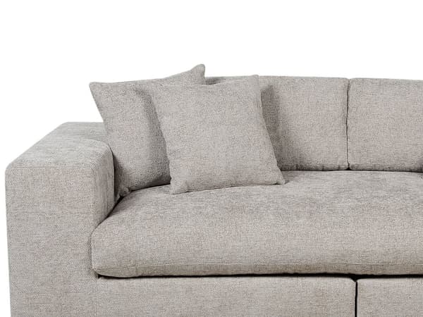 Soffa Tyg Polyester Taupe 240 cm x 120 cm x 61 cm Soffa 3 Sittplatser Kuddar Ryggstöd Armstöd Vardagsrum Moderna Bekväma Mysiga