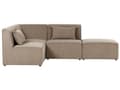 Miniatyrbilde 5 av 11: Modulær hjørnesofa taupe kordfløyel med fotskammel 3-seters seksjonssofa moderne design