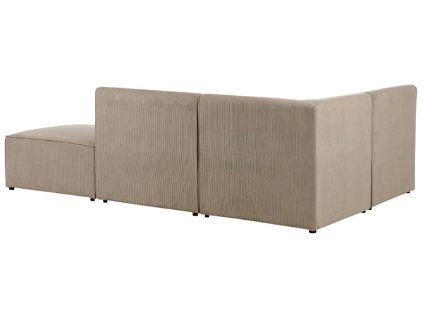 Modulær hjørnesofa taupe kordfløyel med fotskammel 3-seters seksjonssofa moderne design