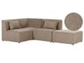 Miniatyrbilde 1 av 11: Modulær hjørnesofa taupe kordfløyel med fotskammel 3-seters seksjonssofa moderne design