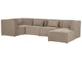 Miniatyrbilde 4 av 11: Modulær 5-seters høyrevendt hjørnesofa taupe kordfløyel med fotskammel seksjonssofa moderne design
