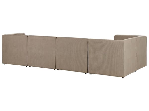 Modulær 5-seters høyrevendt hjørnesofa taupe kordfløyel med fotskammel seksjonssofa moderne design