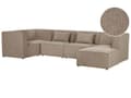 Miniatyrbilde 1 av 11: Modulær 5-seters høyrevendt hjørnesofa taupe kordfløyel med fotskammel seksjonssofa moderne design