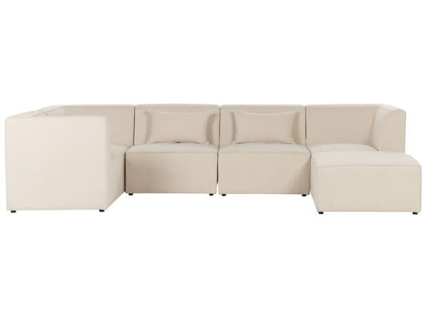 Modulær 4-seters høyrevendt hjørnesofa beige kordfløyel med fotskammel seksjonssofa Moderne design