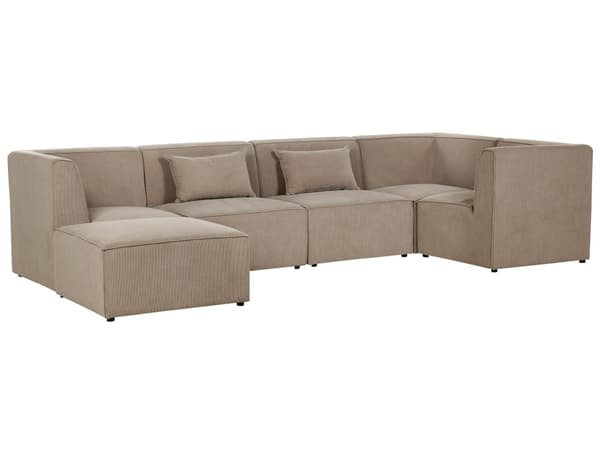 Sofa med fotskammel Beige Kordfløyel 3-seter Modulsofa Ottoman Moderne design Stue