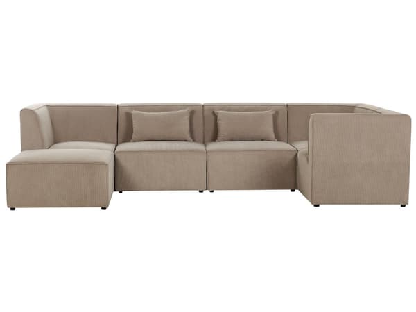 Sofa med fotskammel Beige Kordfløyel 3-seter Modulsofa Ottoman Moderne design Stue
