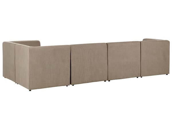 Sofa med fotskammel Beige Kordfløyel 3-seter Modulsofa Ottoman Moderne design Stue