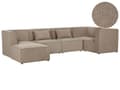 Miniatyrbilde 1 av 11: Sofa med fotskammel Beige Kordfløyel 3-seter Modulsofa Ottoman Moderne design Stue