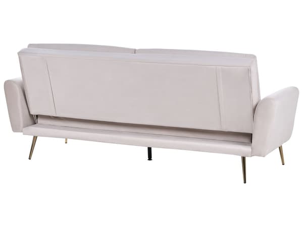Sovesofa Beige Velour 3 Personers Moderne Blød Sofa med Guldben Sofaseng Tre Personers Designsofa til Værelse Stofsofa med Klik Klak funktion
