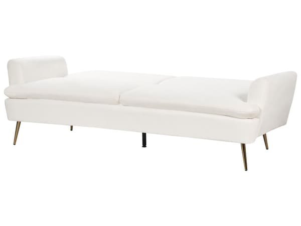 Bäddsoffa Off-White sammetsklädsel 3-sits Klick-Klack Sovfunktion Gyllene metallben