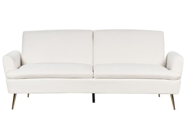 Bäddsoffa Off-White sammetsklädsel 3-sits Klick-Klack Sovfunktion Gyllene metallben