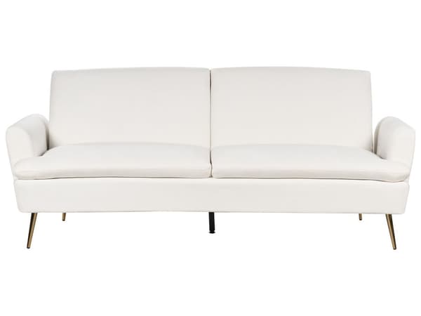 Bäddsoffa Off-White sammetsklädsel 3-sits Klick-Klack Sovfunktion Gyllene metallben
