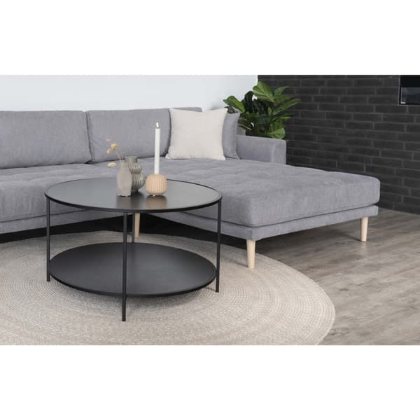 Lido sofa , loungesofa højrevendt med 4 puder lysegrå.