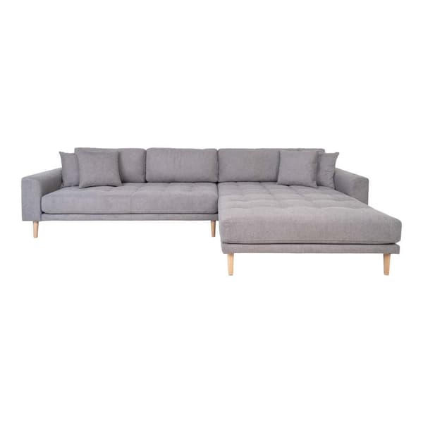 Lido sofa , lenesofa høyrevent med 4 puter lysegrå.