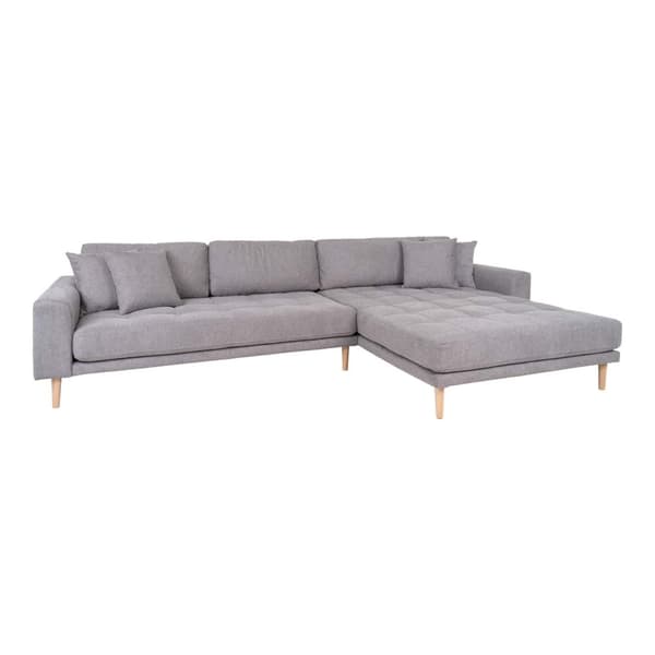 Lido sofa , lenesofa høyrevent med 4 puter lysegrå.