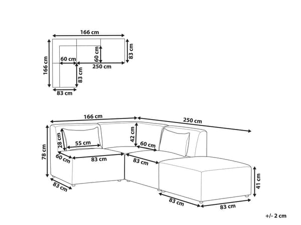 Modulær høyrehjørnesofa off-white kordfløyel fotskammel 3-seters seksjonssofa Moderne design