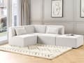 Miniatyrbilde 2 av 11: Modulær høyrehjørnesofa off-white kordfløyel fotskammel 3-seters seksjonssofa Moderne design