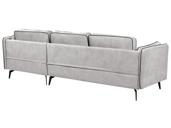 Hjørnesofa Lysegrå Fløyel Metallben Venstrevendt 3-seter Ryggputer Pynteputer Moderne design Stue