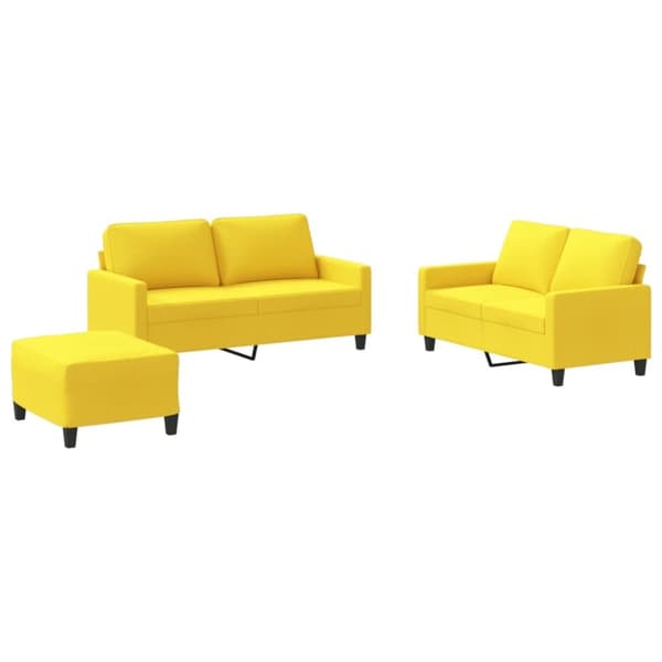 vidaXL sofasæt 3 dele med hynder stof lysegul
