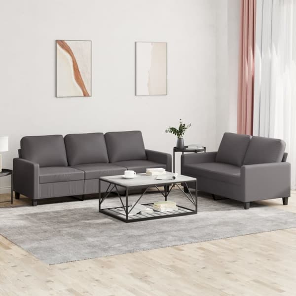 vidaXL sofasæt 2 dele med hynder kunstlæder grå