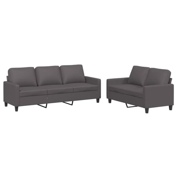 vidaXL sofasæt 2 dele med hynder kunstlæder grå