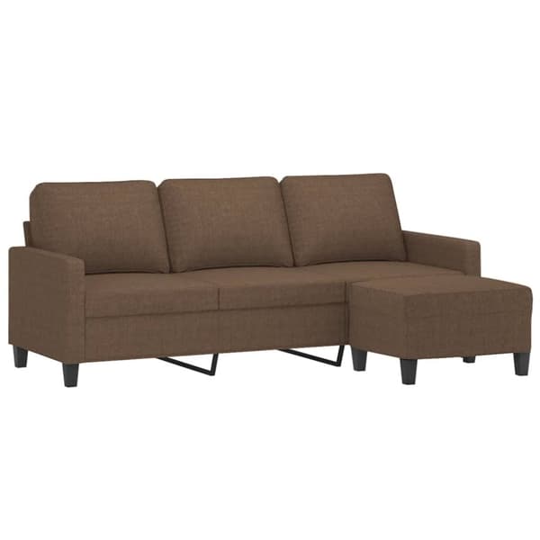 vidaXL 3-sitssoffa med fotpall Brun 180 cm tyg