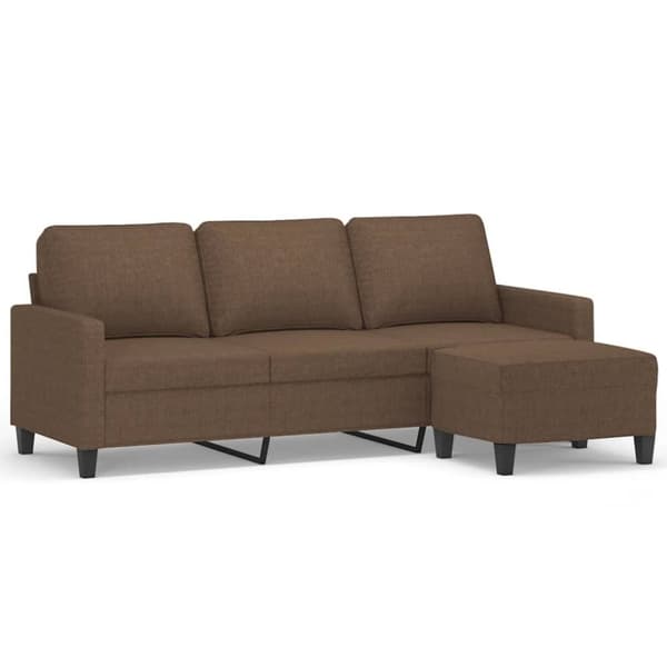 vidaXL 3-sitssoffa med fotpall Brun 180 cm tyg
