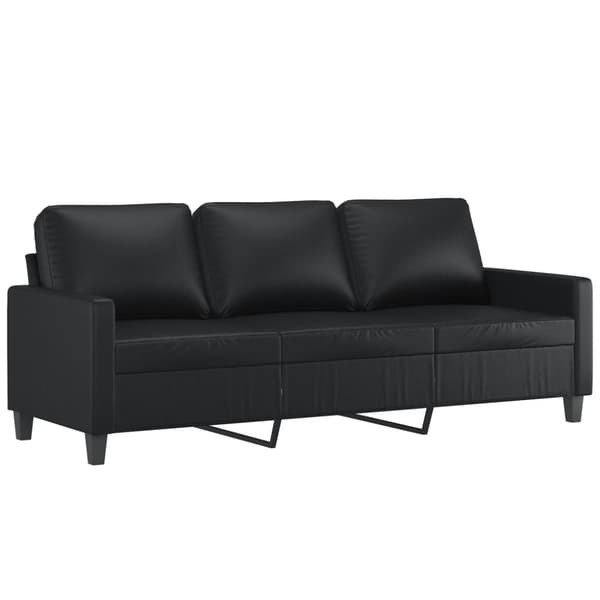 vidaXL sofasæt 3 dele med hynder kunstlæder sort