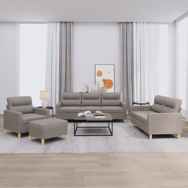 vidaXL sofasæt 4 dele med hynder stof gråbrun