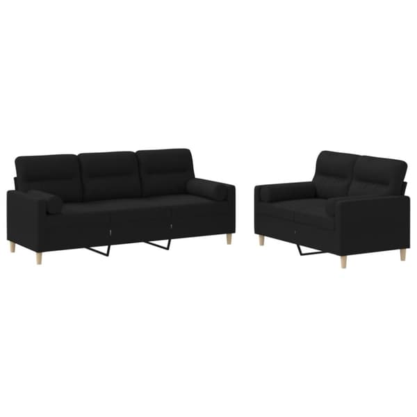vidaXL sofasæt 2 dele med puder stof sort