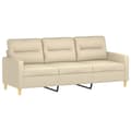 Miniatyrbillede 4 af 7: vidaXL 3-personers sofa med fodskammel 180 cm stof Cremefarvet
