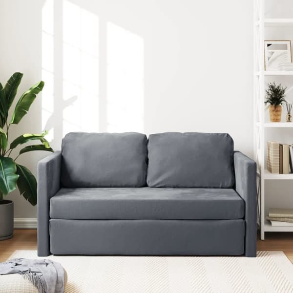 vidaXL 2-i-1 sovesofa 122x204x55 cm velour mørkegrå