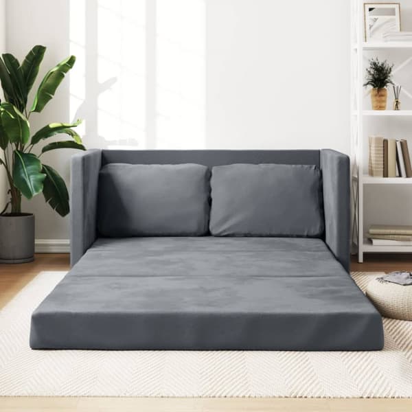vidaXL 2-i-1 sovesofa 122x204x55 cm velour mørkegrå