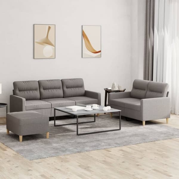 vidaXL sofasæt 3 dele med hynder stof gråbrun