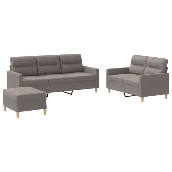vidaXL sofasæt 3 dele med hynder stof gråbrun