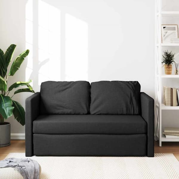 vidaXL Golvbäddsoffa 2-i-1 svart 112x174x55 cm tyg