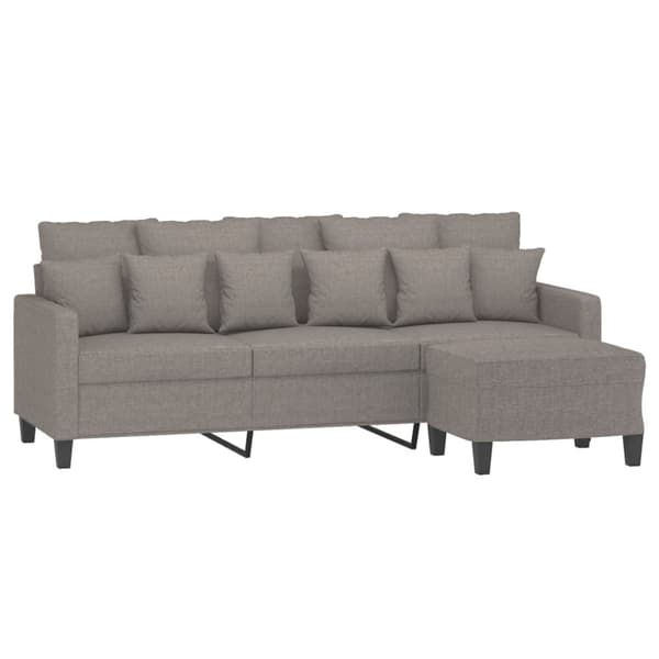 vidaXL 3-sitssoffa med fotpall taupe 180 cm tyg