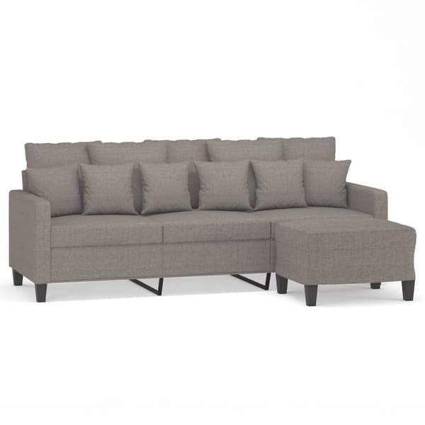 vidaXL 3-sitssoffa med fotpall taupe 180 cm tyg