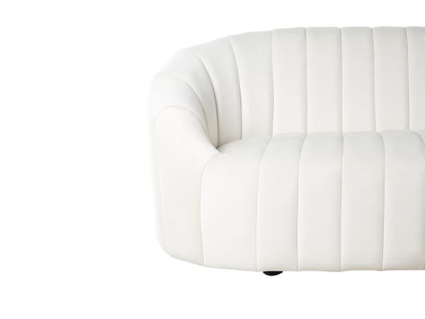 2-sitssoffa Vilstol Off-White sammet Modern retrodesign Puffad sits Låg rygg