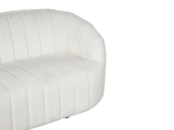 2-sitssoffa Vilstol Off-White sammet Modern retrodesign Puffad sits Låg rygg