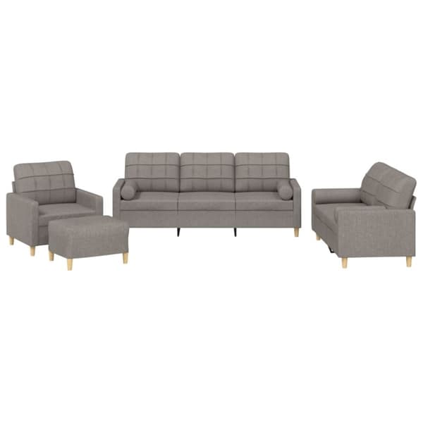 vidaXL sofasæt 4 dele med puder stof gråbrun