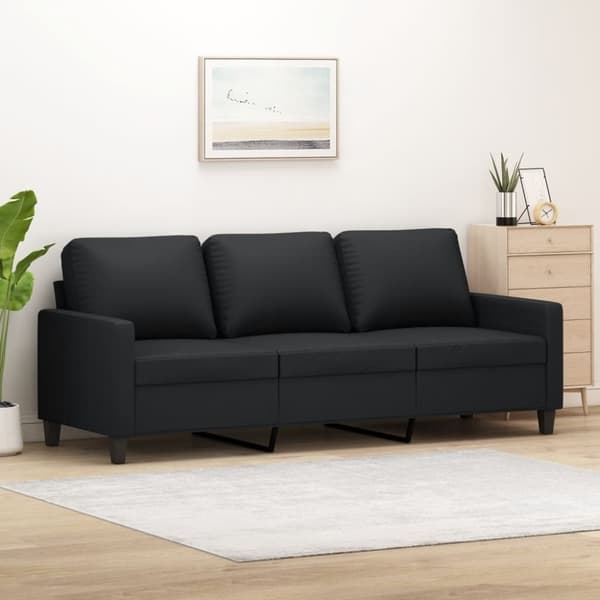 vidaXL 3-personers sofa 180 cm kunstlæder sort