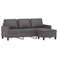 Miniatyrbillede 2 af 7: vidaXL 3-personers sofa med fodskammel 180 cm kunstlæder grå