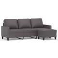 Miniatyrbillede 1 af 7: vidaXL 3-personers sofa med fodskammel 180 cm kunstlæder grå