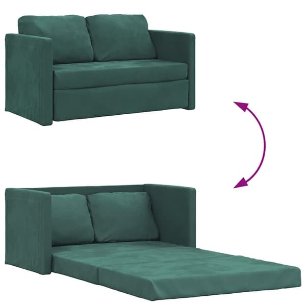 vidaXL 2-i-1 sovesofa 122x204x55 cm velour mørkegrøn