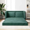 Miniatyrbillede 2 af 11: vidaXL 2-i-1 sovesofa 122x204x55 cm velour mørkegrøn
