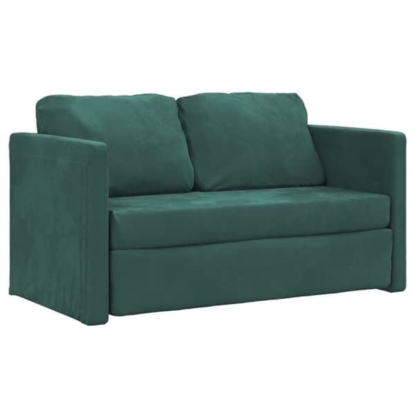 vidaXL Golvbäddsoffa 2-i-1 mörkgrön 122x204x55 cm sammet