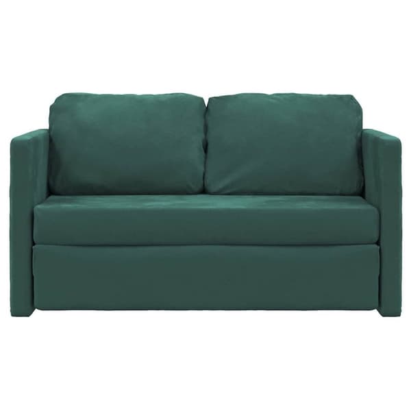 vidaXL Golvbäddsoffa 2-i-1 mörkgrön 122x204x55 cm sammet