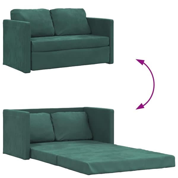 vidaXL Golvbäddsoffa 2-i-1 mörkgrön 122x204x55 cm sammet